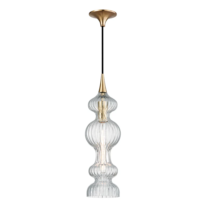 Pomfret 1Lt Pendant With Clear Glass - Aged Brass/ Polished Nickel - Image 2