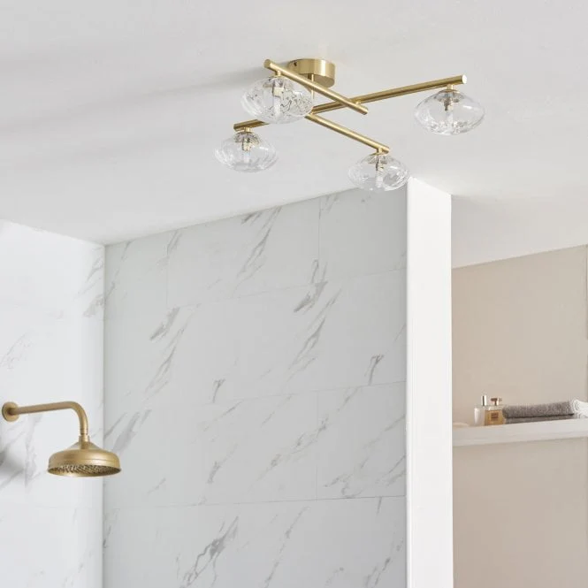 Pontus 4Lt Centre Ceiling Light IP44 - Chrome/Satin Brass - Image 3
