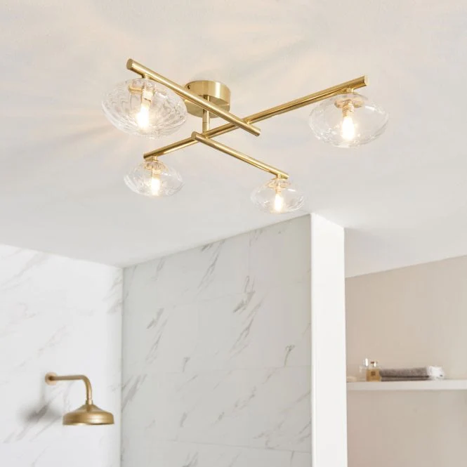 Pontus 4Lt Centre Ceiling Light IP44 - Chrome/Satin Brass - Image 4