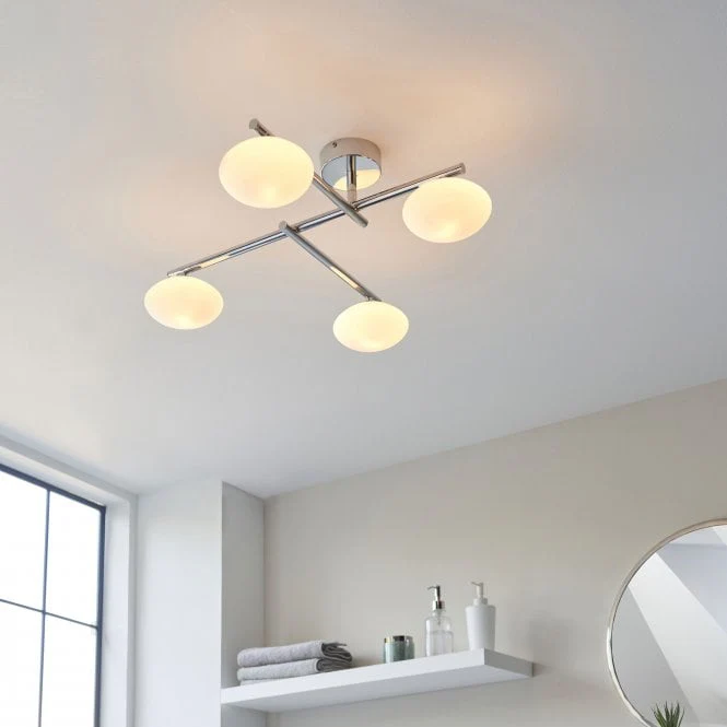 Pontus 4Lt Centre Ceiling Light IP44 - Chrome/Satin Brass - Image 5