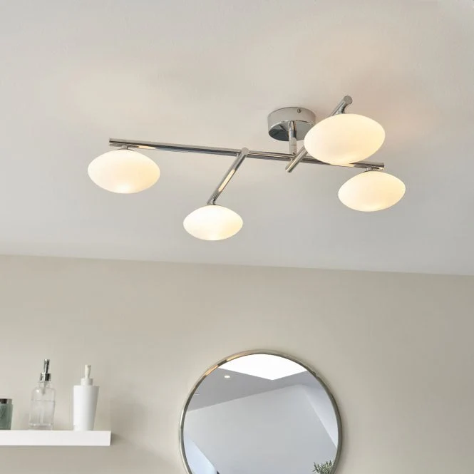 Pontus 4Lt Centre Ceiling Light IP44 - Chrome/Satin Brass - Image 6