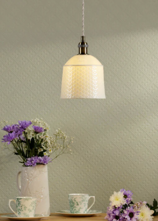 Porcelain Pendant Cream and Antique Brass - Various Styles - Image 10
