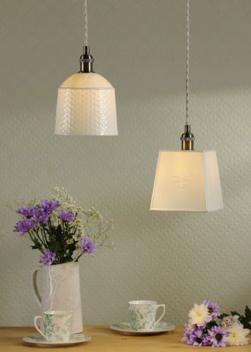 Porcelain Pendant Cream and Antique Brass - Various Styles - Image 11