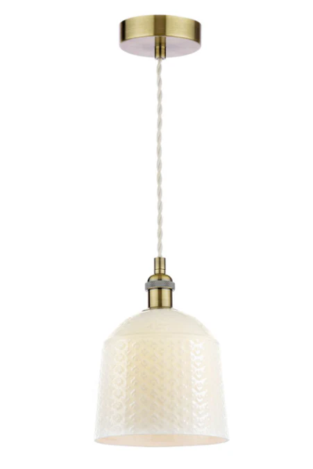 Porcelain Pendant Cream and Antique Brass - Various Styles - Image 6