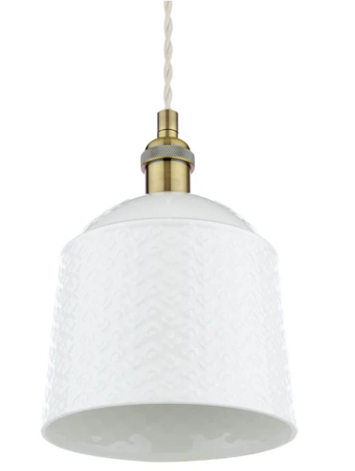 Porcelain Pendant Cream and Antique Brass - Various Styles - Image 8