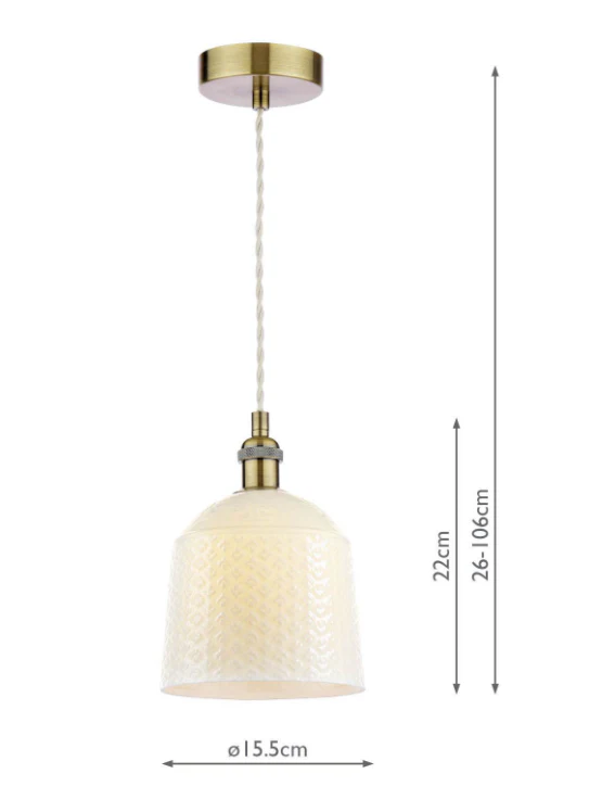 Porcelain Pendant Cream and Antique Brass - Various Styles - Image 9