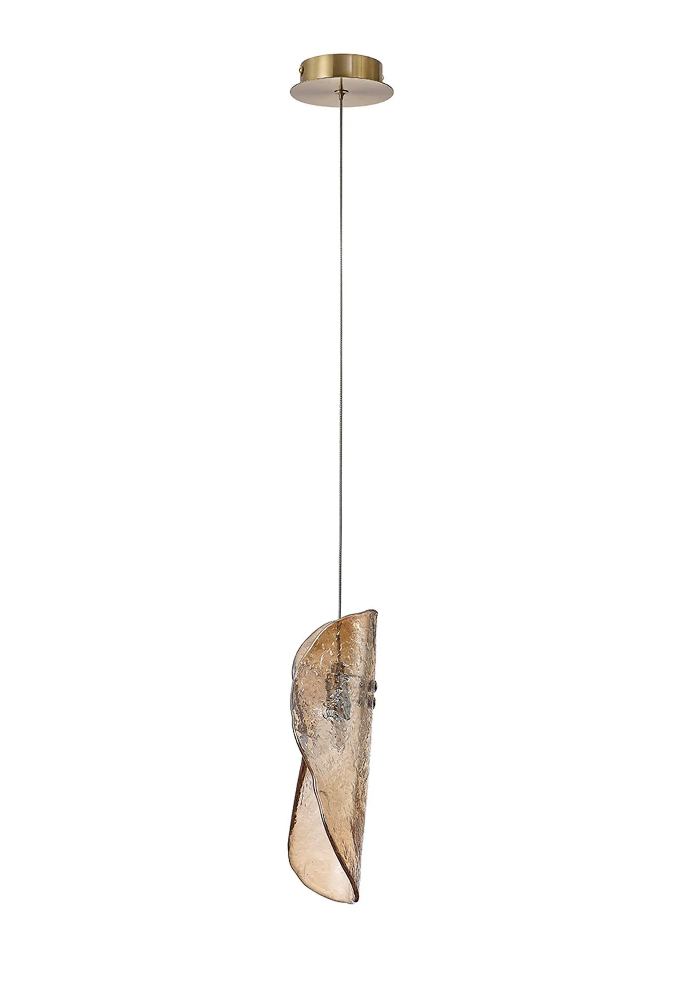Poro Pendant, Brass/Polished Chrome & Cognac Glass - Image 3