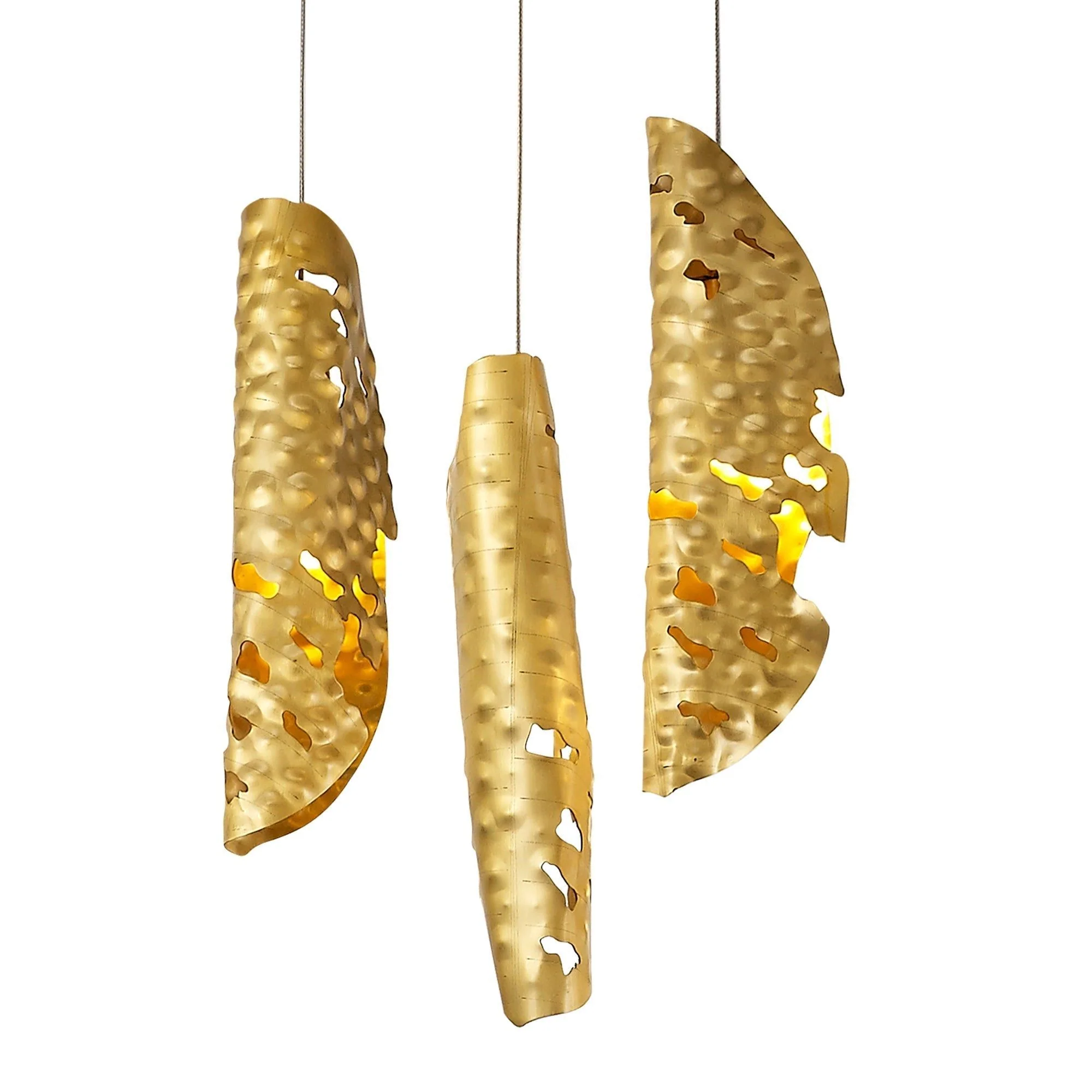 Poro Pendant 5m 21 x G9, Brass Metal Shade & Cognac Glass Item Weight: 24.9kg - Image 2