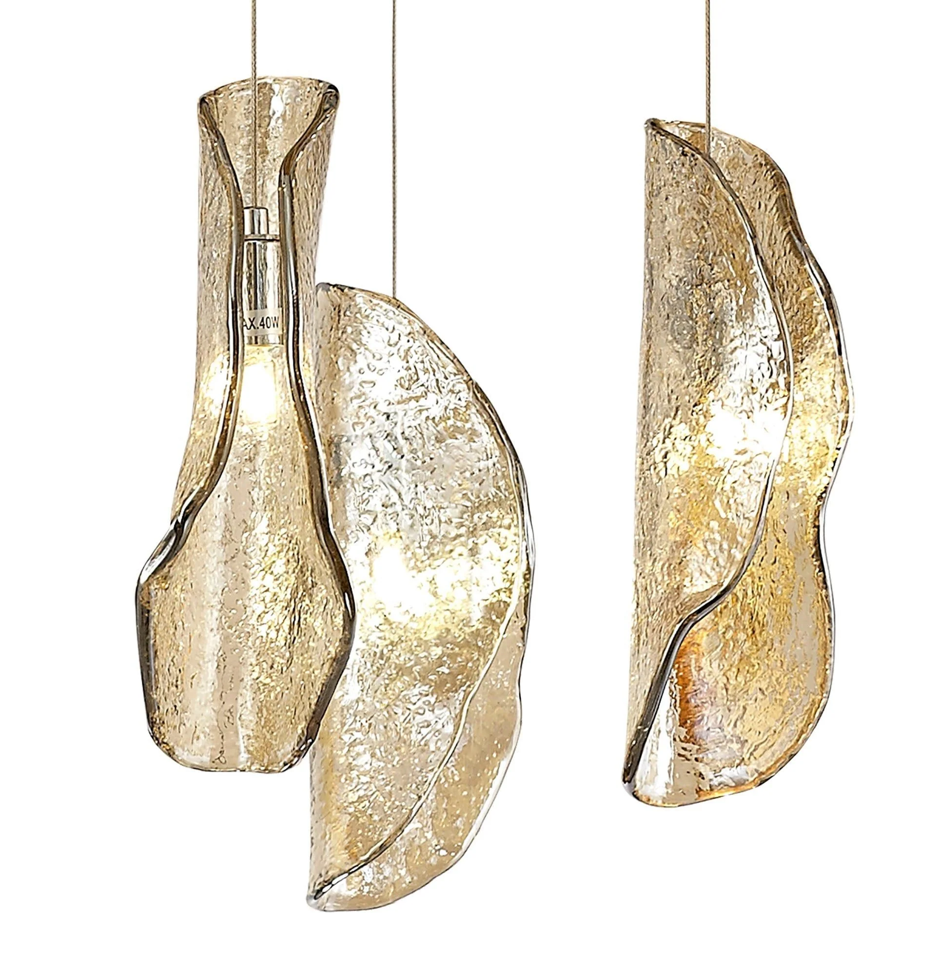 Poro Pendant 5m 21 x G9, Brass Metal Shade & Cognac Glass Item Weight: 24.9kg - Image 7
