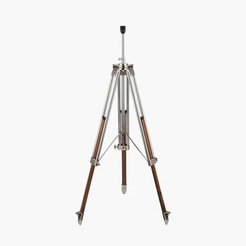Port Nickel and Wood Tripod Floor Lamp Base