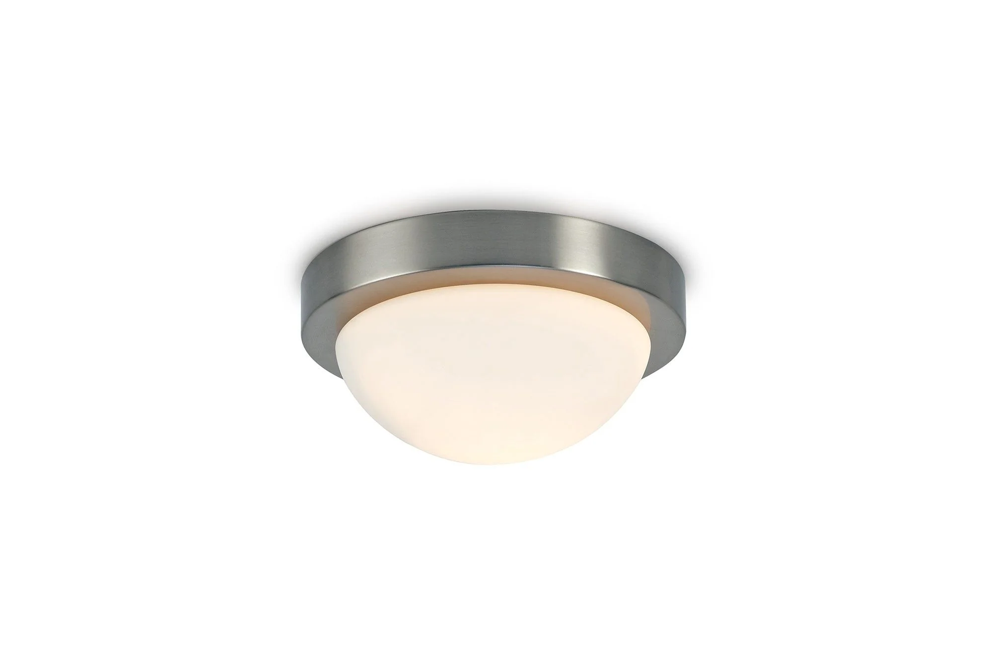 Porter IP44 1 Light E27 Small Flush Ceiling Light, Satin Black/Satin Nickel  With Opal White Glass - Image 4