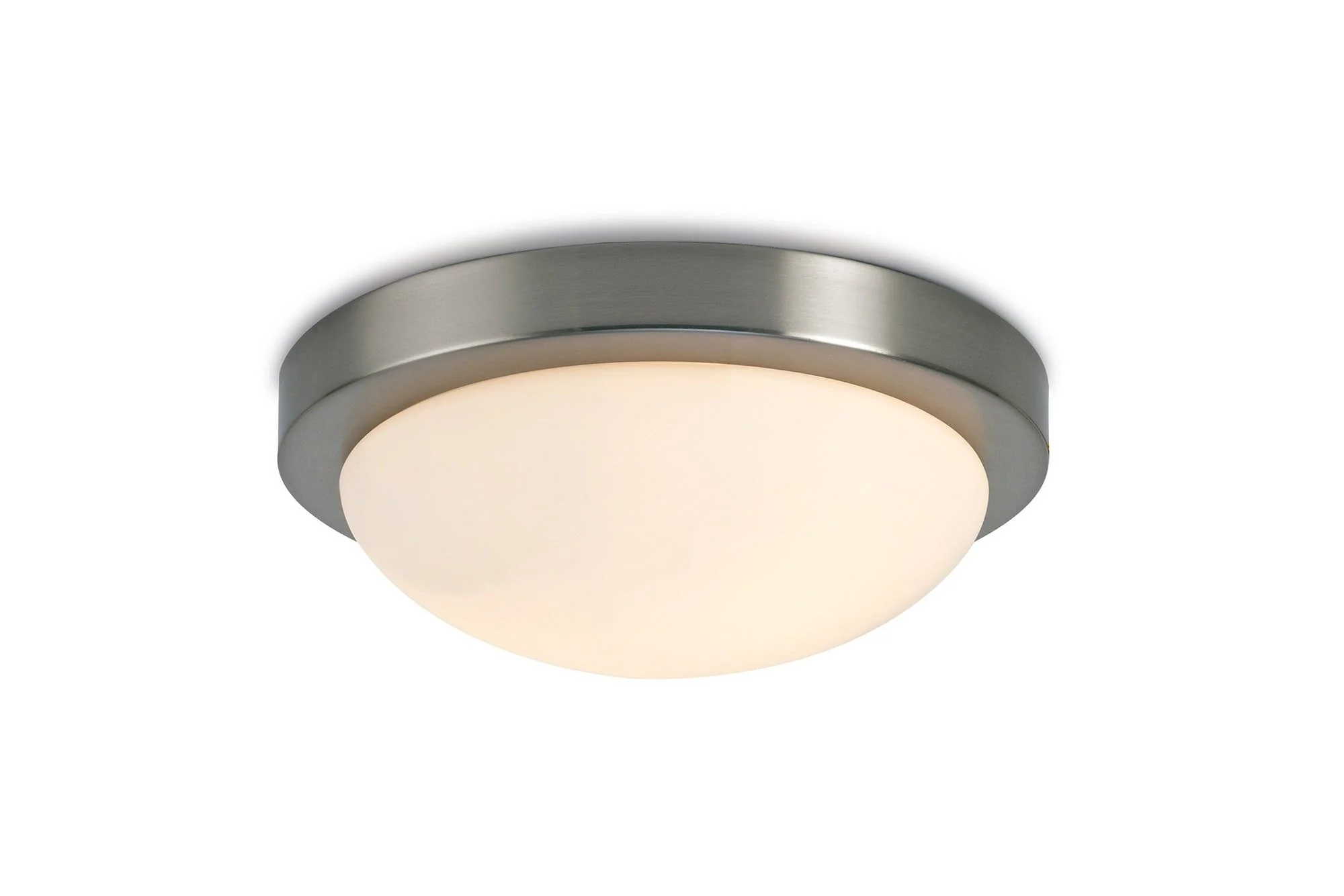 Porter IP44 1 Light E27 Small Flush Ceiling Light, Satin Black/Satin Nickel  With Opal White Glass - Image 6
