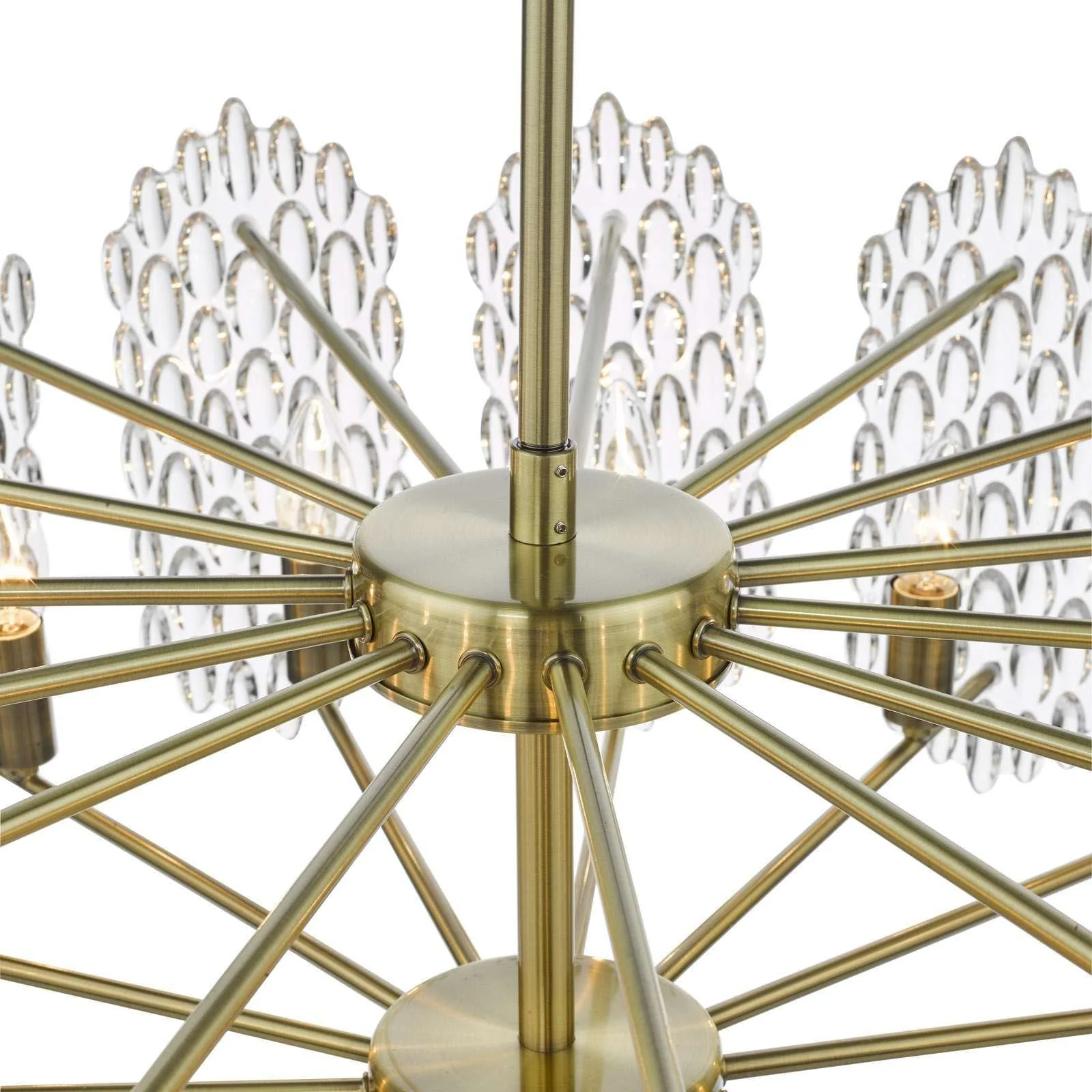 Porthos 15Lt Crystal Ceiling Light - Antique Brass & Crystal IP20 - Image 4