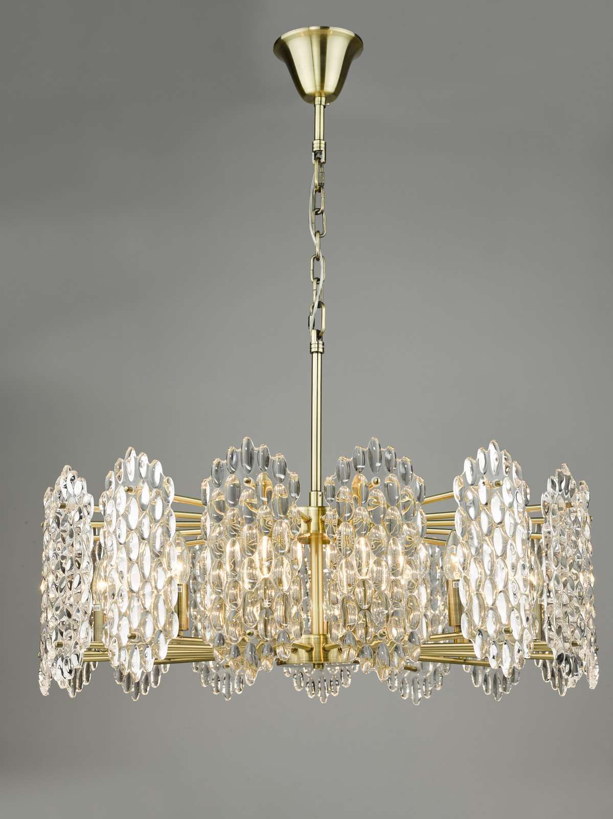 Porthos 15Lt Crystal Ceiling Light - Antique Brass & Crystal IP20 - Image 5