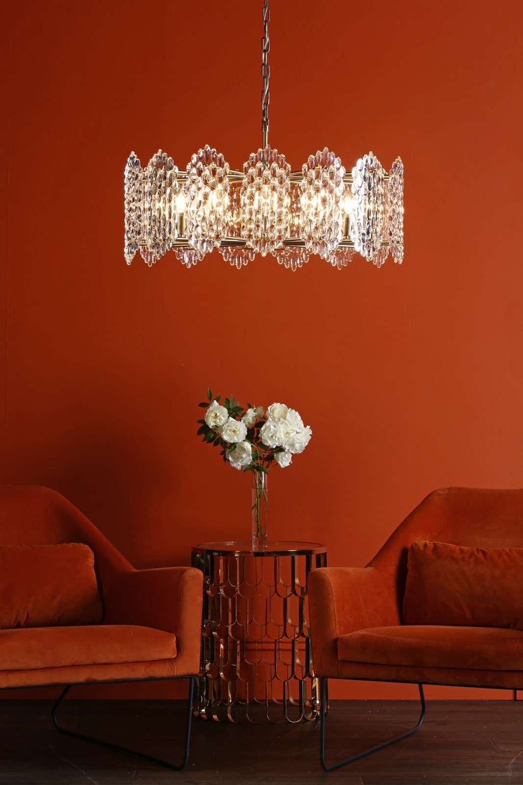 Porthos 15Lt Crystal Ceiling Light - Antique Brass & Crystal IP20 - Image 6