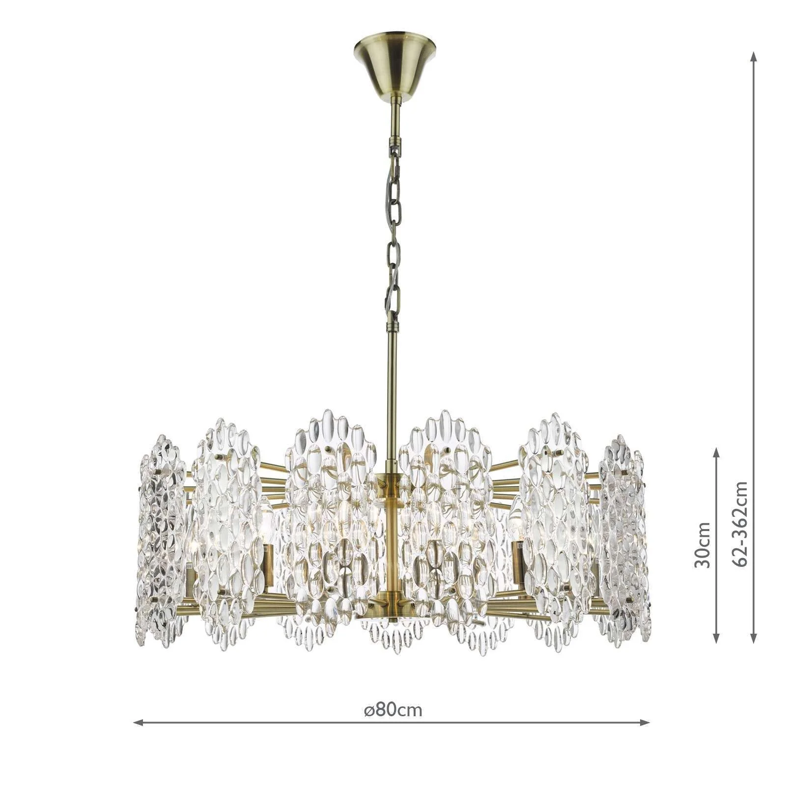 Porthos 15Lt Crystal Ceiling Light - Antique Brass & Crystal IP20 - Image 8