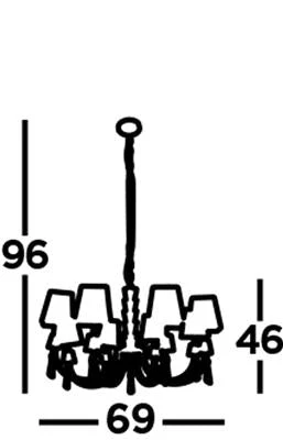 Portico 5/8Lt Multi-Arm Pendant - Chrome Metal, Acrylic & String Shades - Image 5