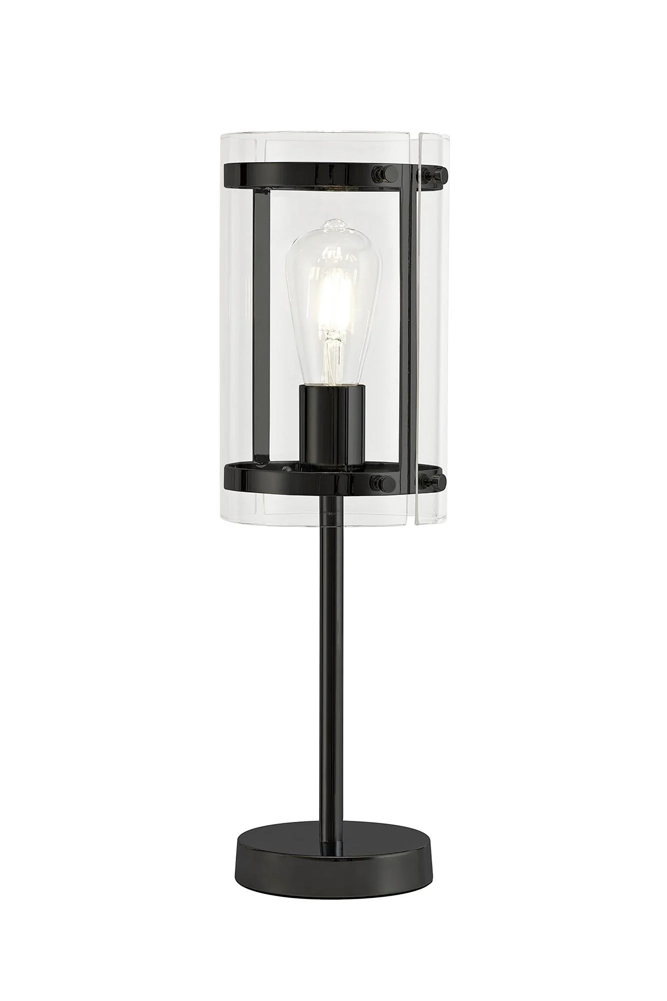 Portland Table Lamp, 1 Light E27, Antique Brass/Matt Black/Polished Chrome