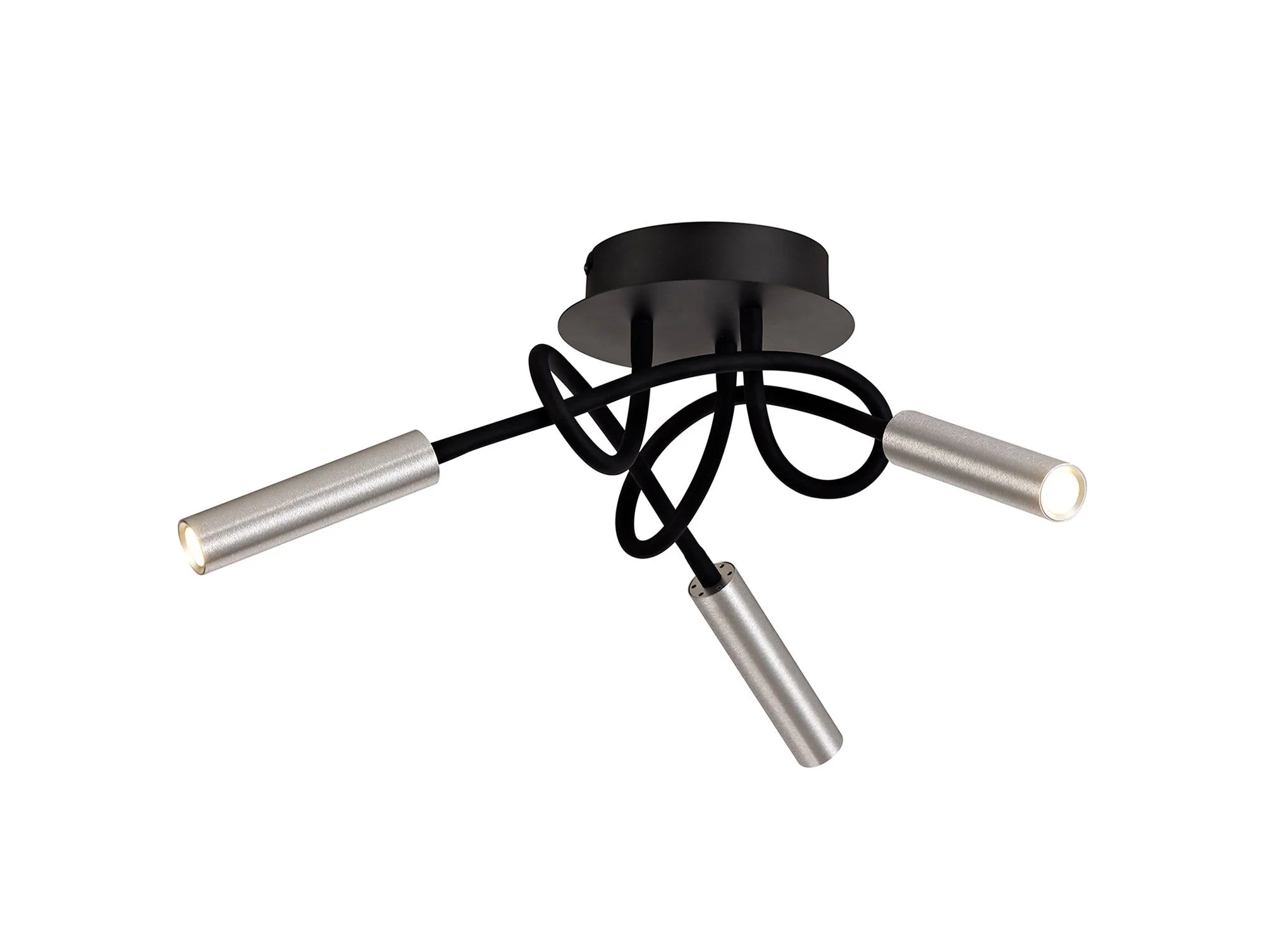 Porto Pendant Ceiling Light, 1/3/5 Light Adjustable Arm, 5W LED, 3000K, 310lm, Black & Aluminium/Black & Satin Copper, 3yrs Warranty IP20 - Image 5