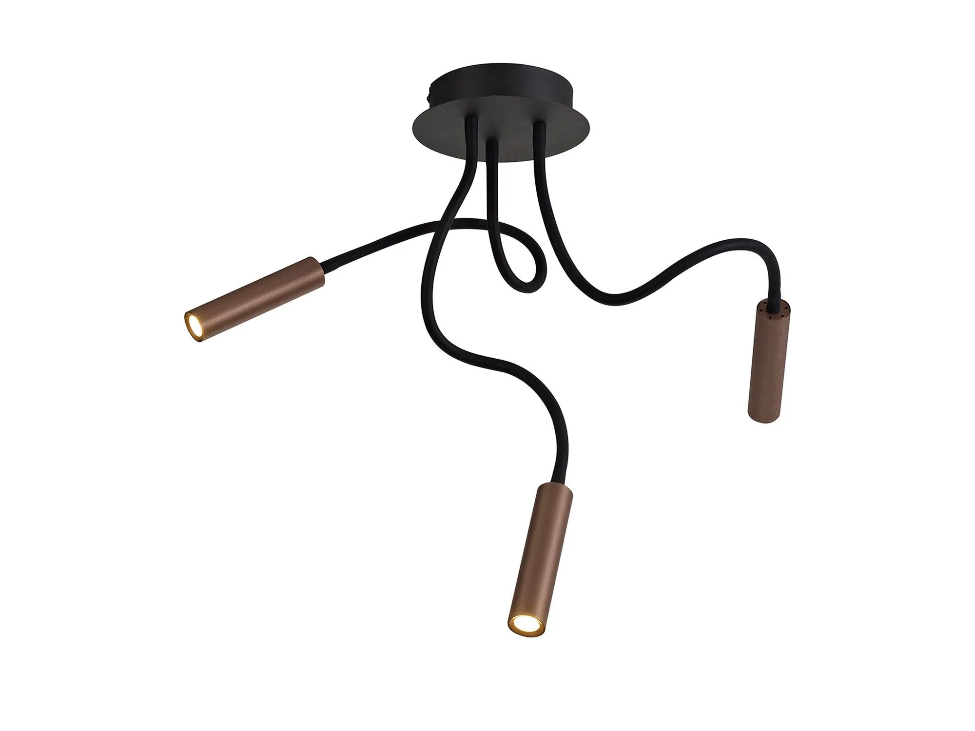 Porto Pendant Ceiling Light, 1/3/5 Light Adjustable Arm, 5W LED, 3000K, 310lm, Black & Aluminium/Black & Satin Copper, 3yrs Warranty IP20 - Image 7