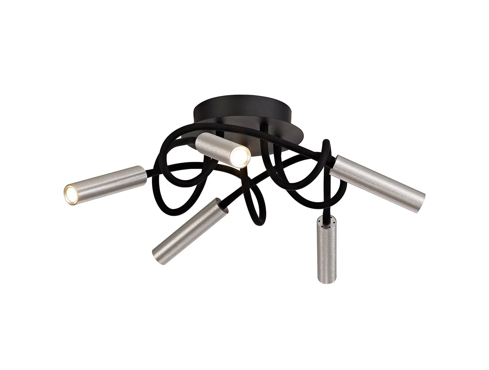 Porto Pendant Ceiling Light, 1/3/5 Light Adjustable Arm, 5W LED, 3000K, 310lm, Black & Aluminium/Black & Satin Copper, 3yrs Warranty IP20 - Image 8