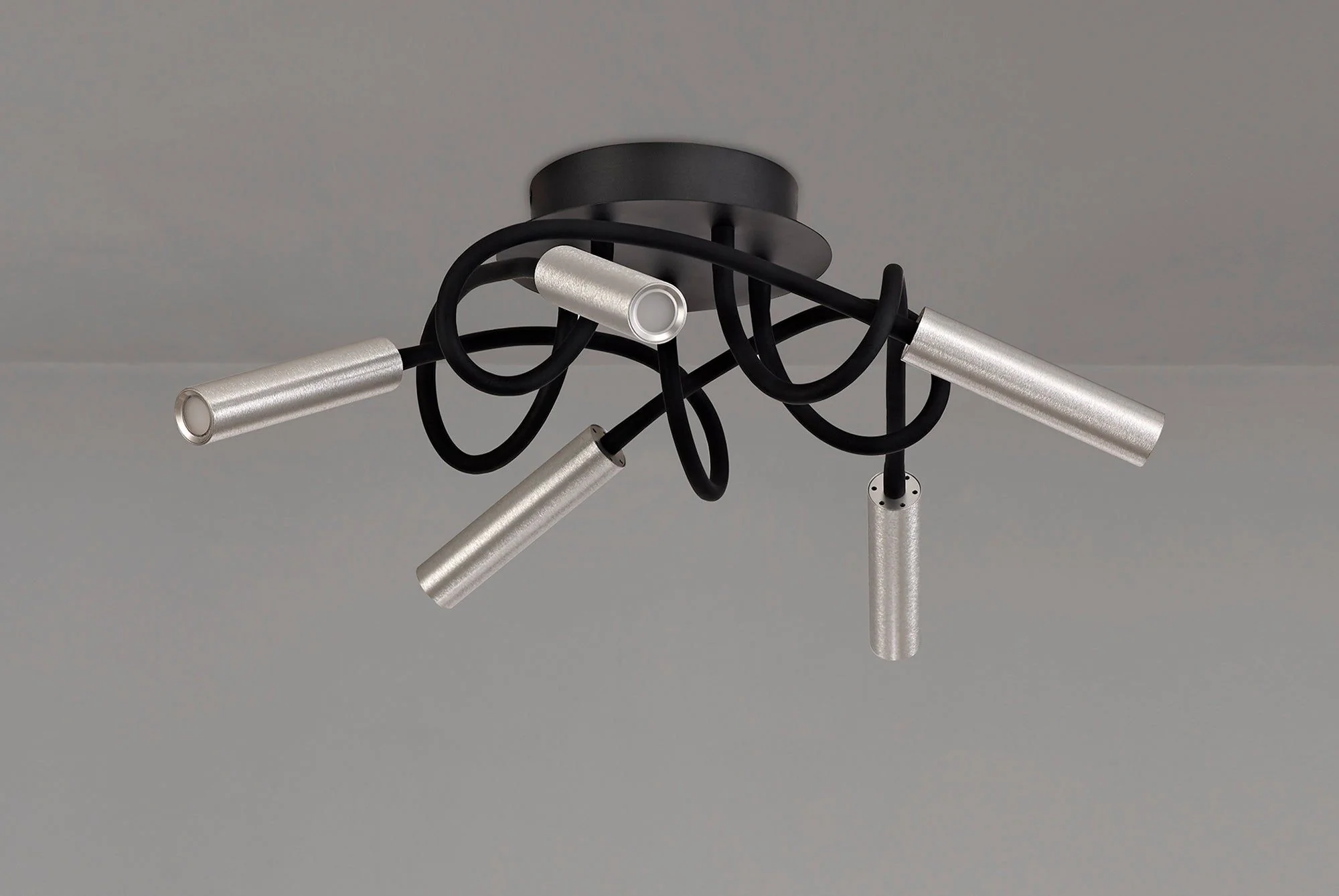 Porto Pendant Ceiling Light, 1/3/5 Light Adjustable Arm, 5W LED, 3000K, 310lm, Black & Aluminium/Black & Satin Copper, 3yrs Warranty IP20 - Image 9