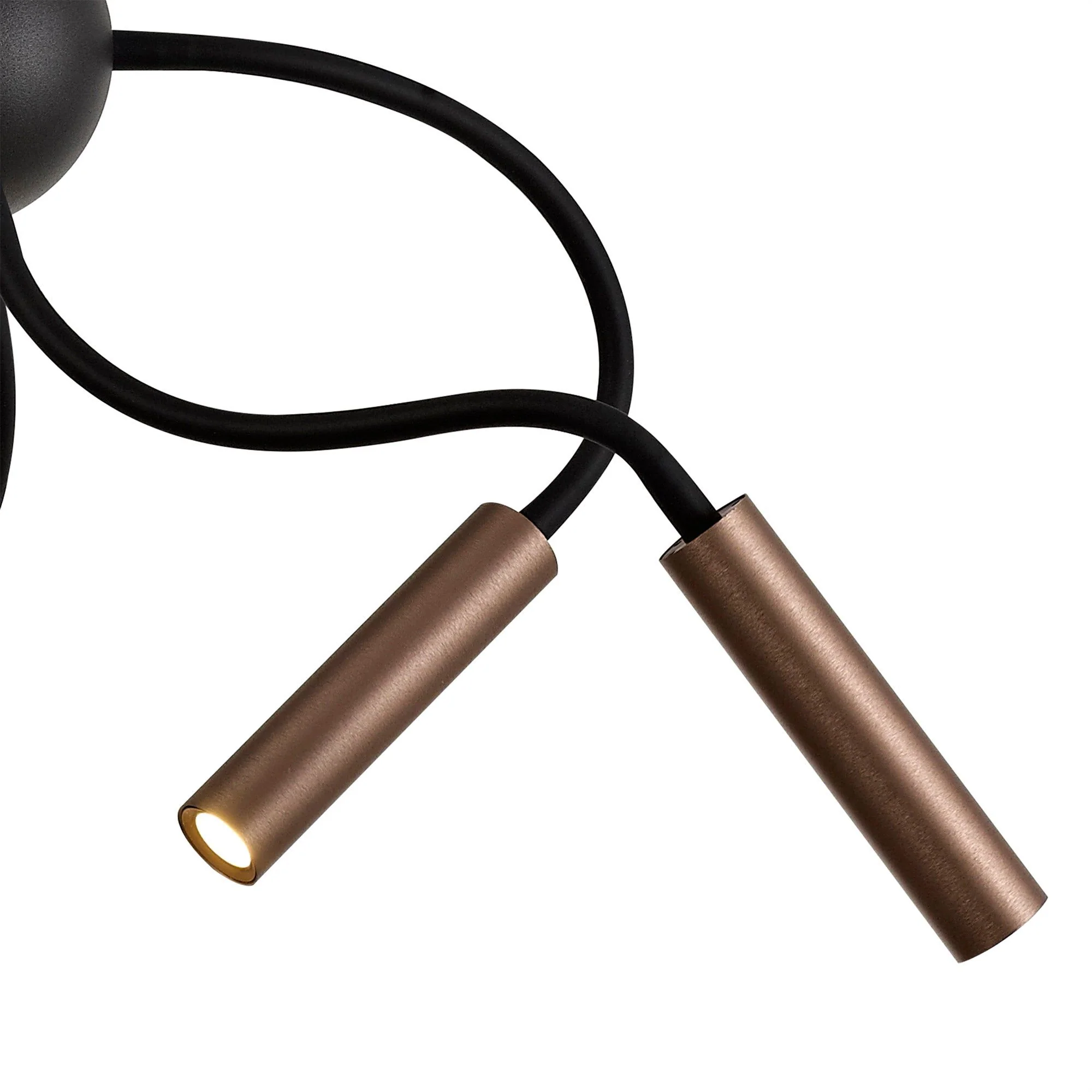 Porto Sputnik Pendant, 9 Light Adjustable Arms, 3000K, Black & Aluminium/Black & Satin Copper Finish - Image 6