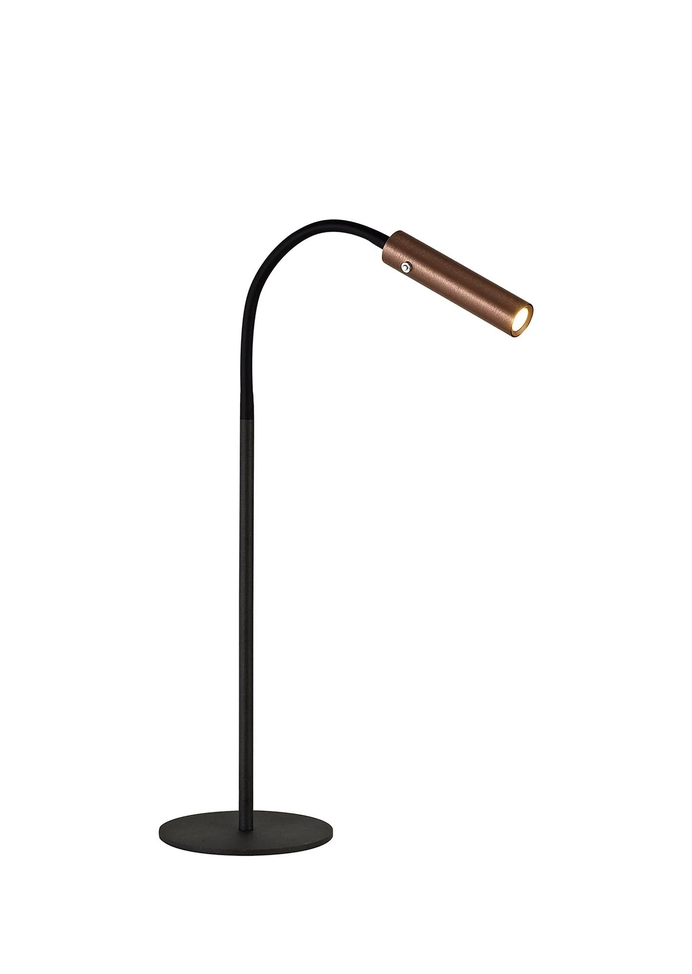 Porto Table Lamp, 1 Light Adjustable Switched, 1 x 7W LED, 3000K, 436lm, Black & Aluminium/Black & Satin Copper, 3yrs Warranty - Image 4