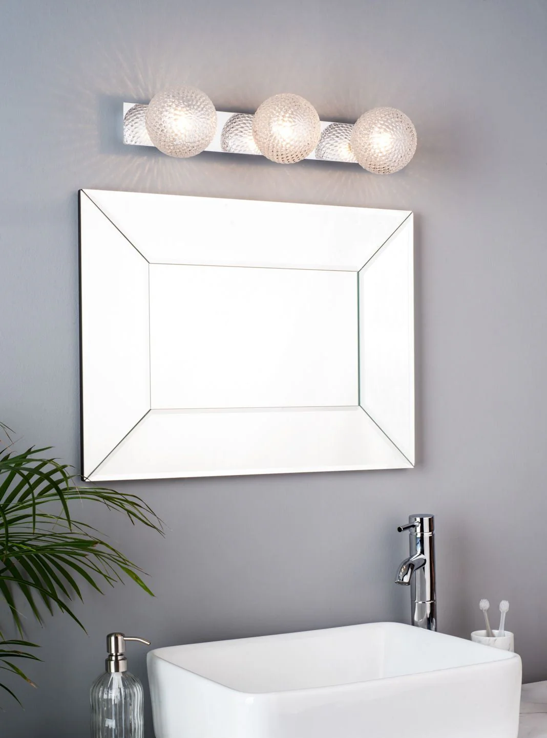 Prague 3lt Bathroom Wall Light Polished Chrome/Satin Brass Glass IP44 G9 - Image 4
