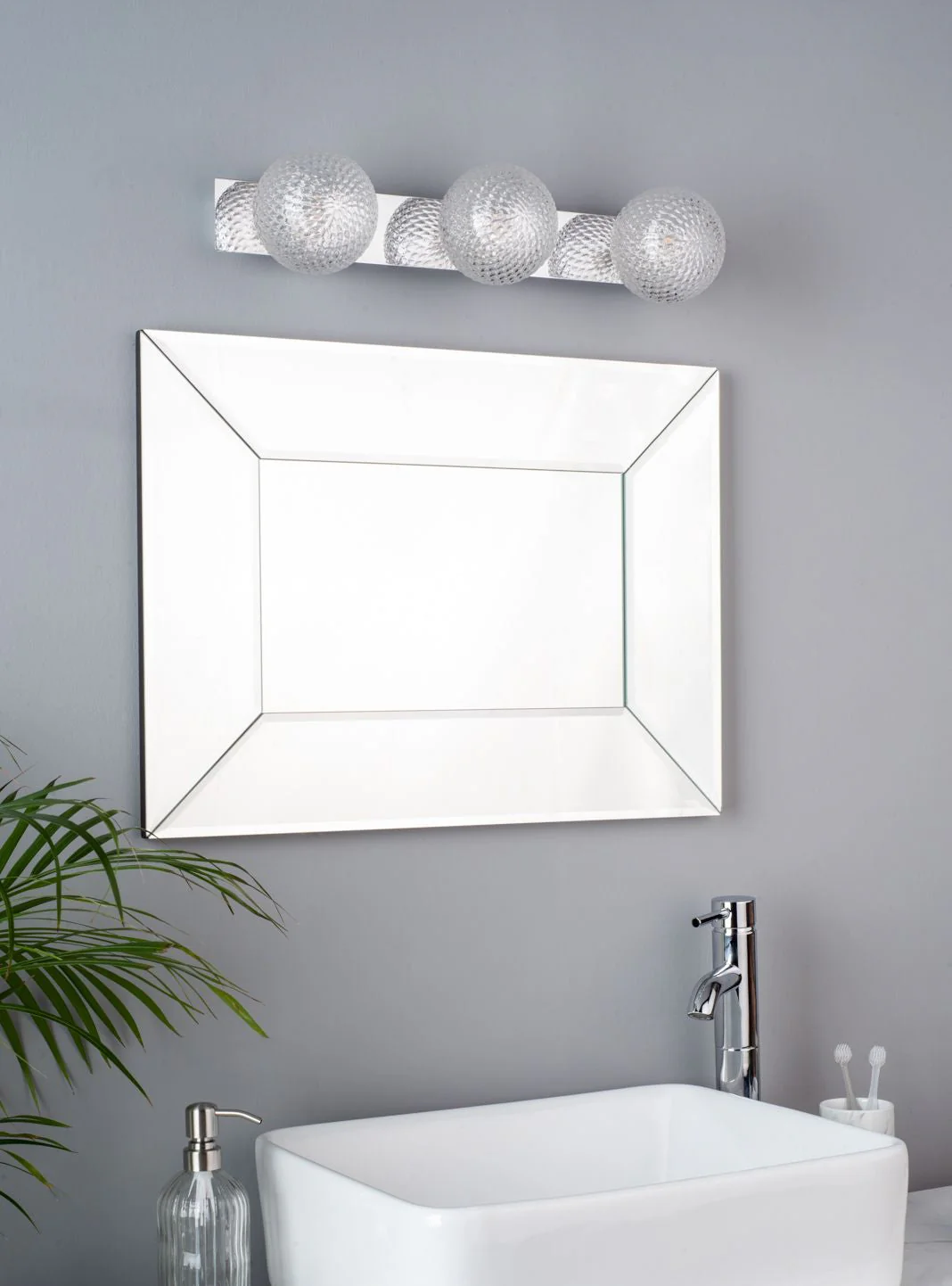 Prague 3lt Bathroom Wall Light Polished Chrome/Satin Brass Glass IP44 G9 - Image 5