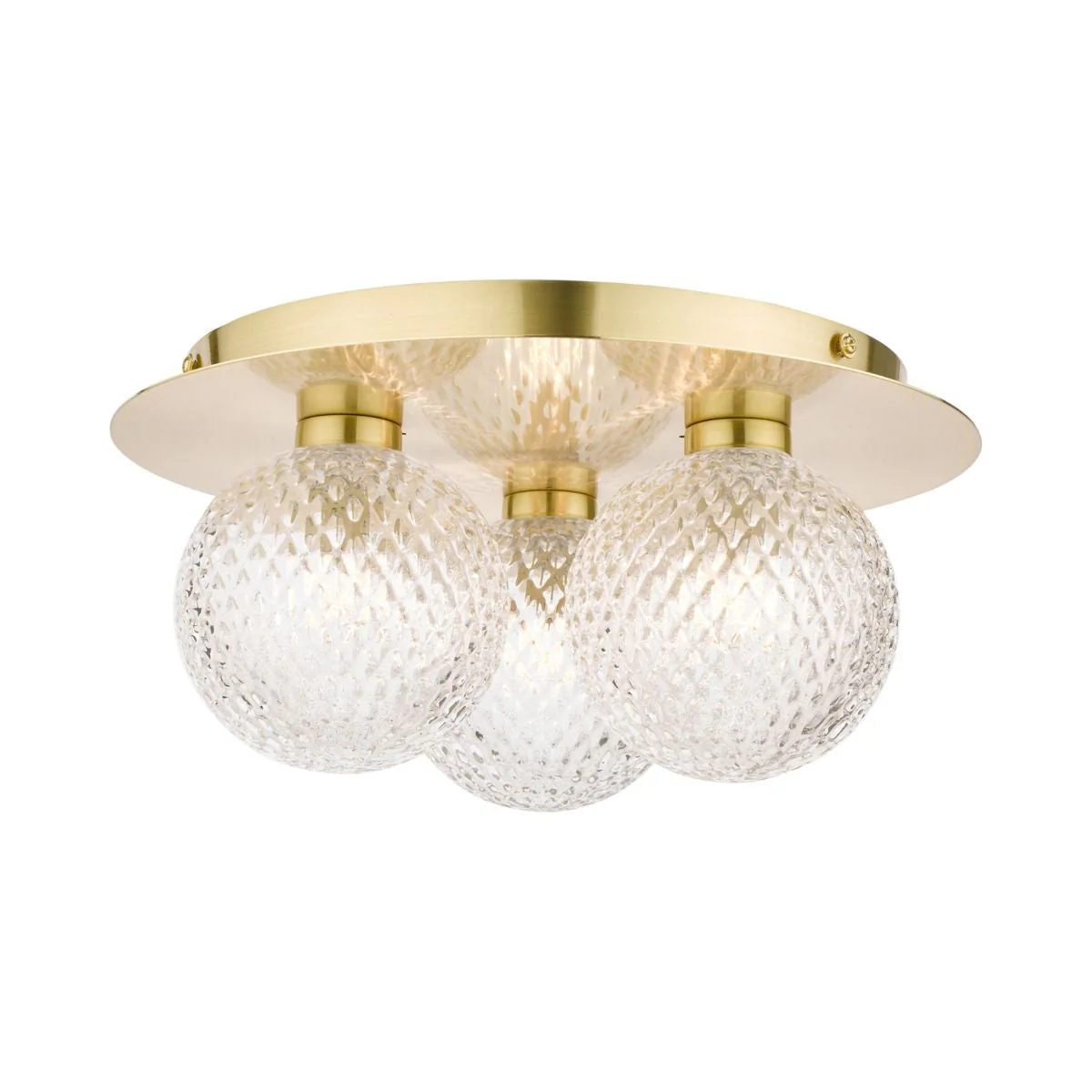 Prague 3lt Flush Bathroom Light Polished Chrome/Satin Brass Glass IP44 - Image 5