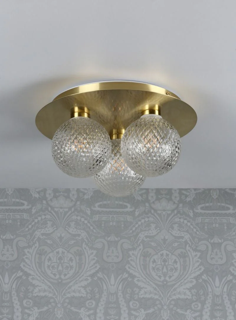 Prague 3lt Flush Bathroom Light Polished Chrome/Satin Brass Glass IP44 - Image 7