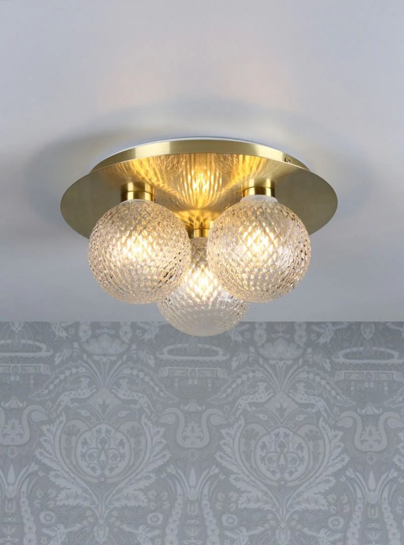 Prague 3lt Flush Bathroom Light Polished Chrome/Satin Brass Glass IP44 - Image 8