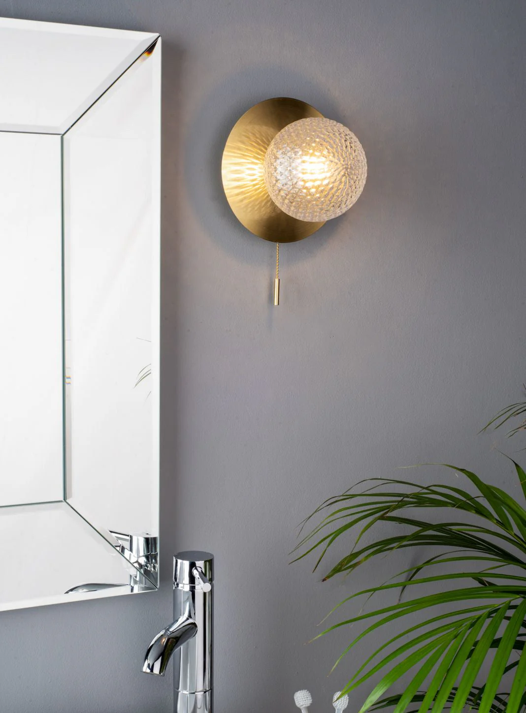 Prague Bathroom Wall Light Polished Chrome/Satin Brass Glass IP44 G9 - Image 11