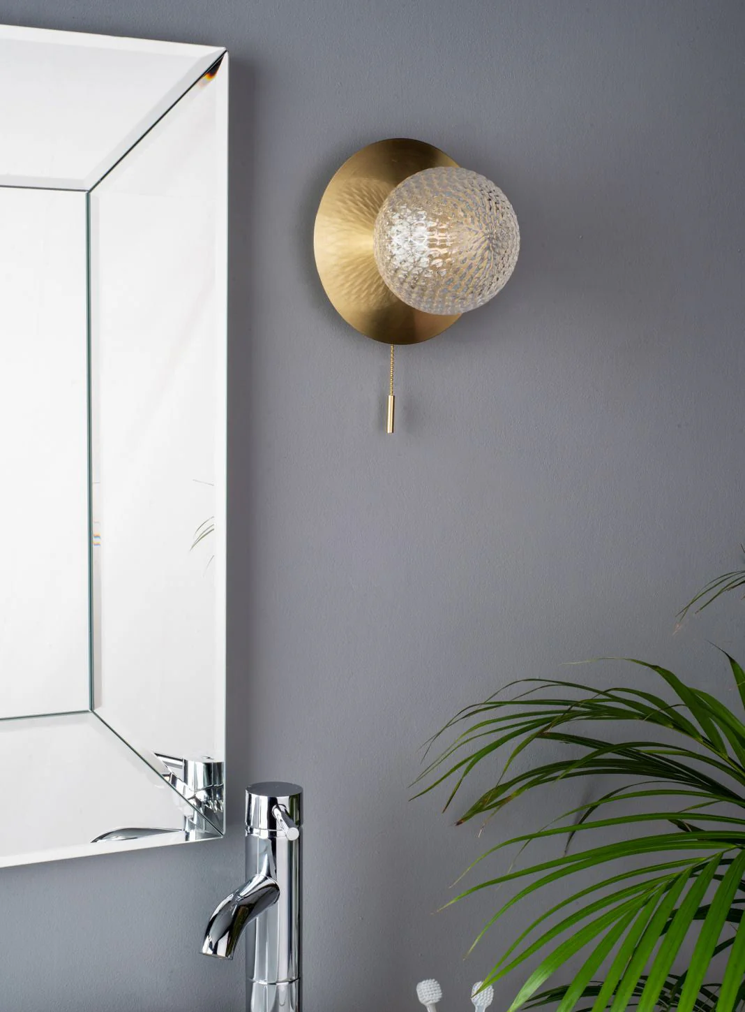 Prague Bathroom Wall Light Polished Chrome/Satin Brass Glass IP44 G9 - Image 12