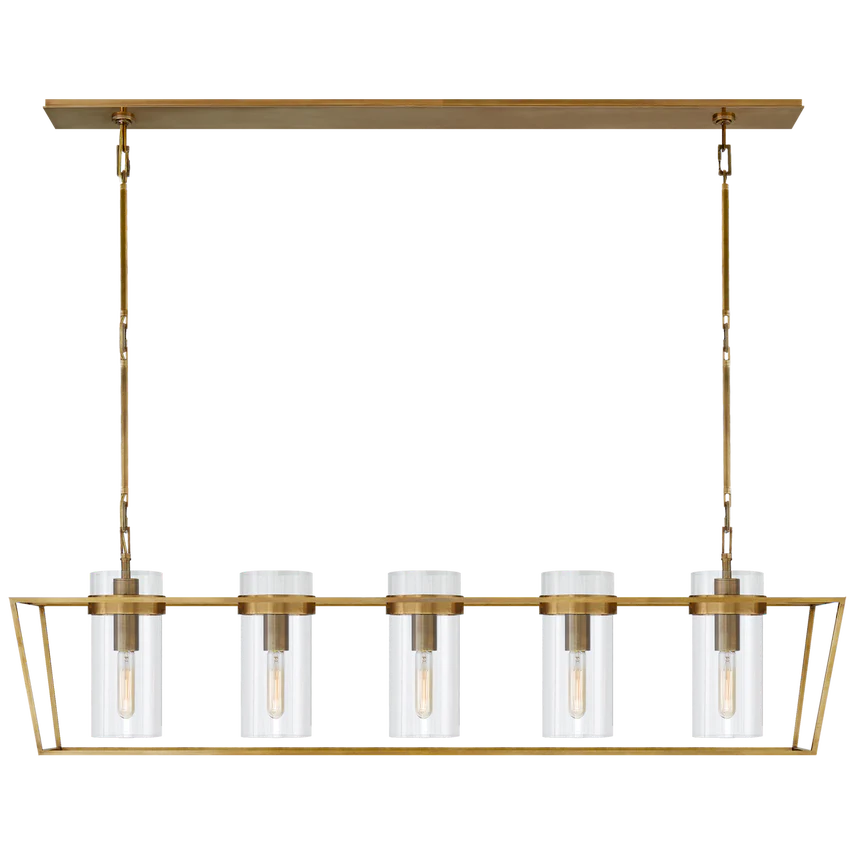 Presidio Large Linear Lantern- Polished Nickel/ Antique Brass - Image 2