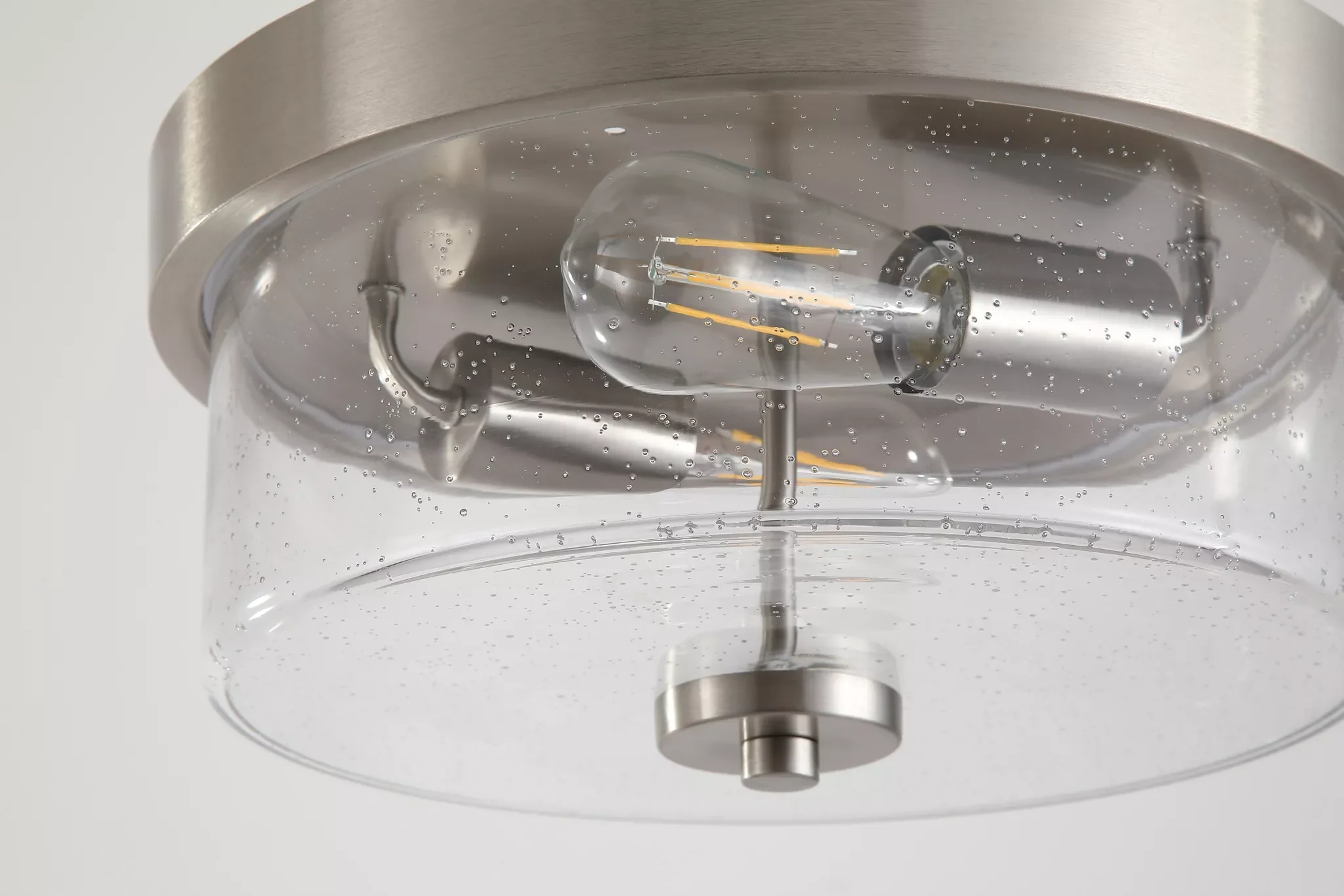 Preston 2Lt Flush Light- Satin Silver/ Antique Brass with Seeded Glass - Image 3