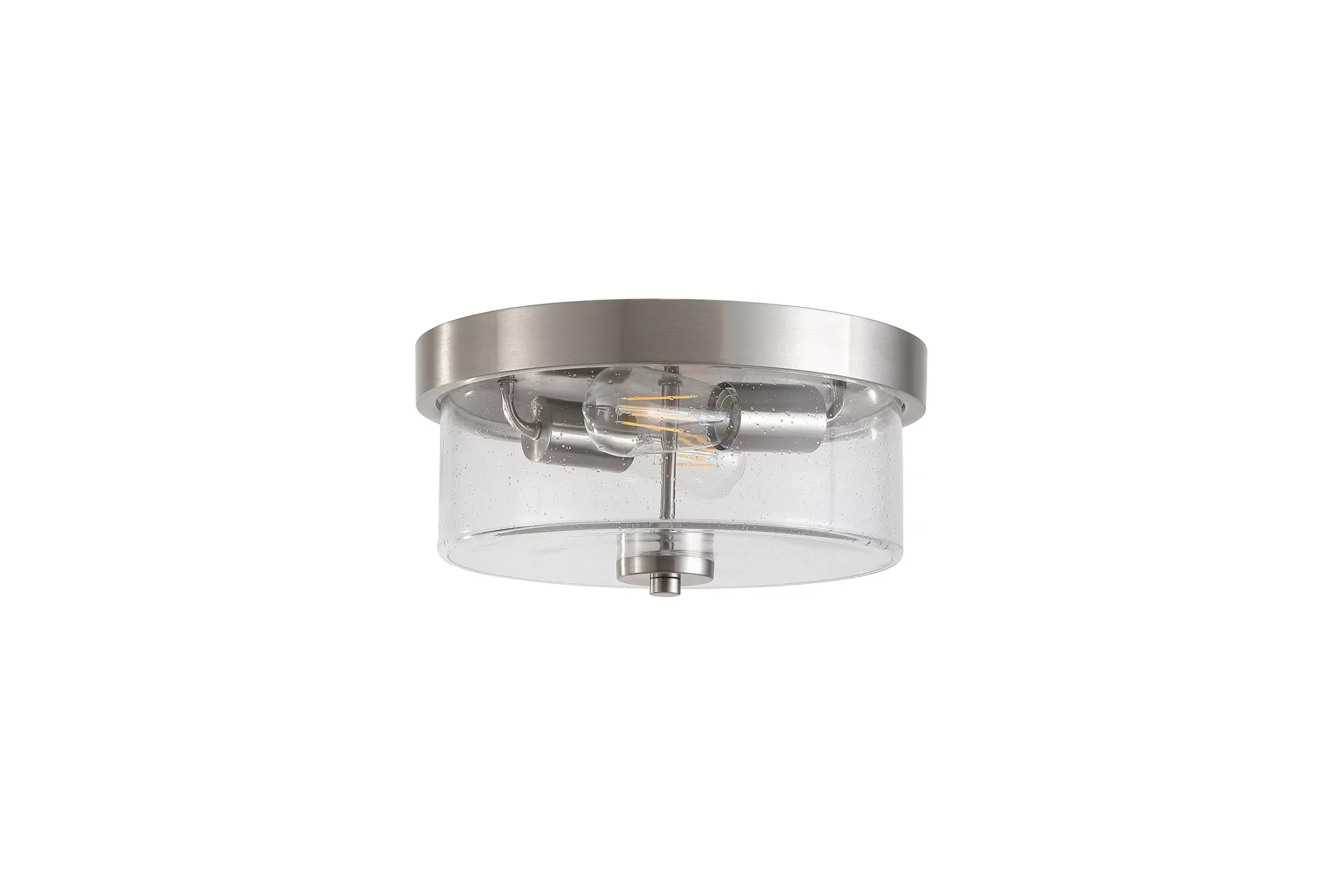Preston 2Lt Flush Light- Satin Silver/ Antique Brass with Seeded Glass - Image 4