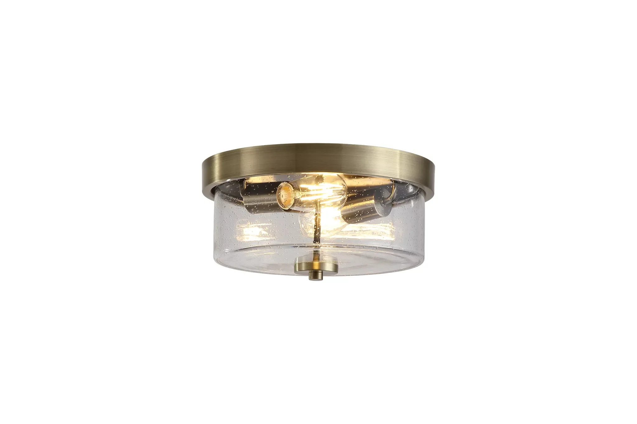 Preston 2Lt Flush Light- Satin Silver/ Antique Brass with Seeded Glass - Image 5
