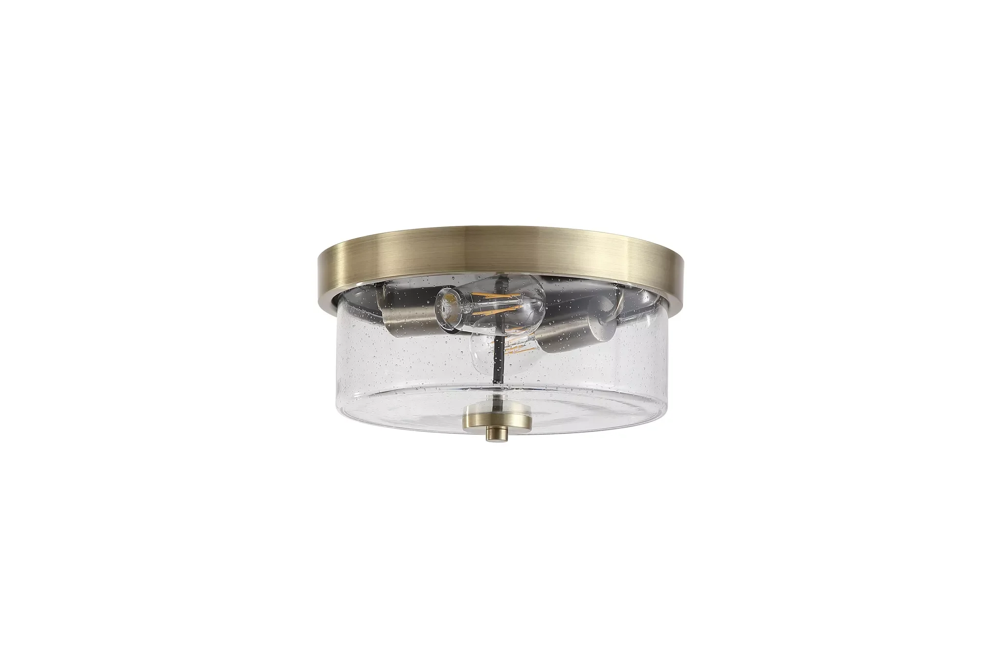 Preston 2Lt Flush Light- Satin Silver/ Antique Brass with Seeded Glass - Image 6