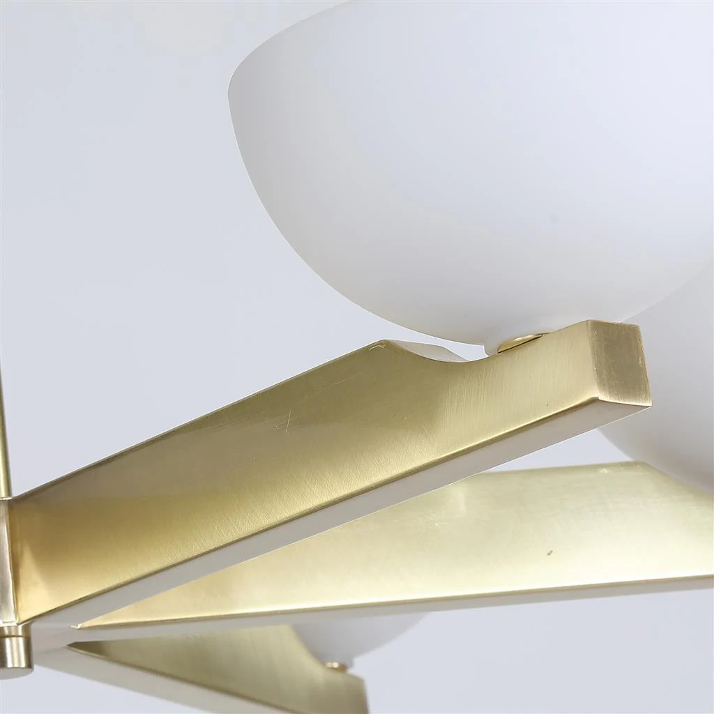 Prichard 6LT Pendant- Satin Brass Metal & Opal White Glass - Image 2