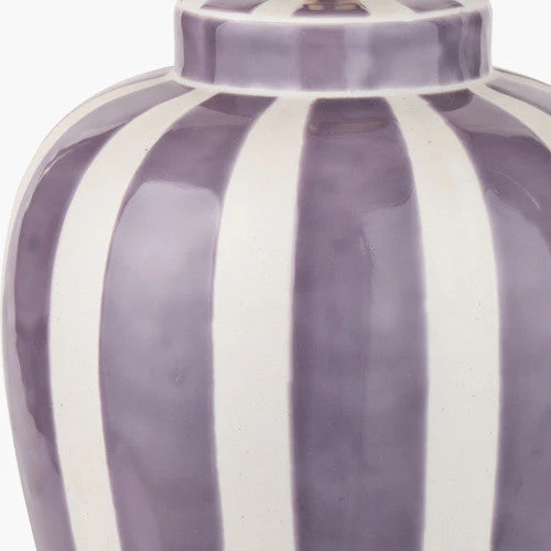 Priscilla Table Lamp Base- Lilac Stripped Ceramic - Image 3