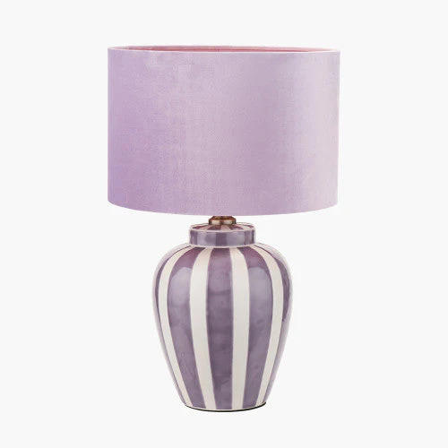 Priscilla Table Lamp Base- Lilac Stripped Ceramic - Image 4