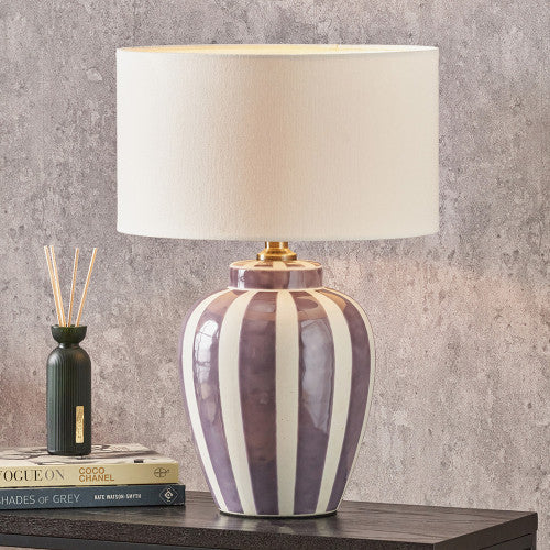 Priscilla Table Lamp Base- Lilac Stripped Ceramic - Image 5
