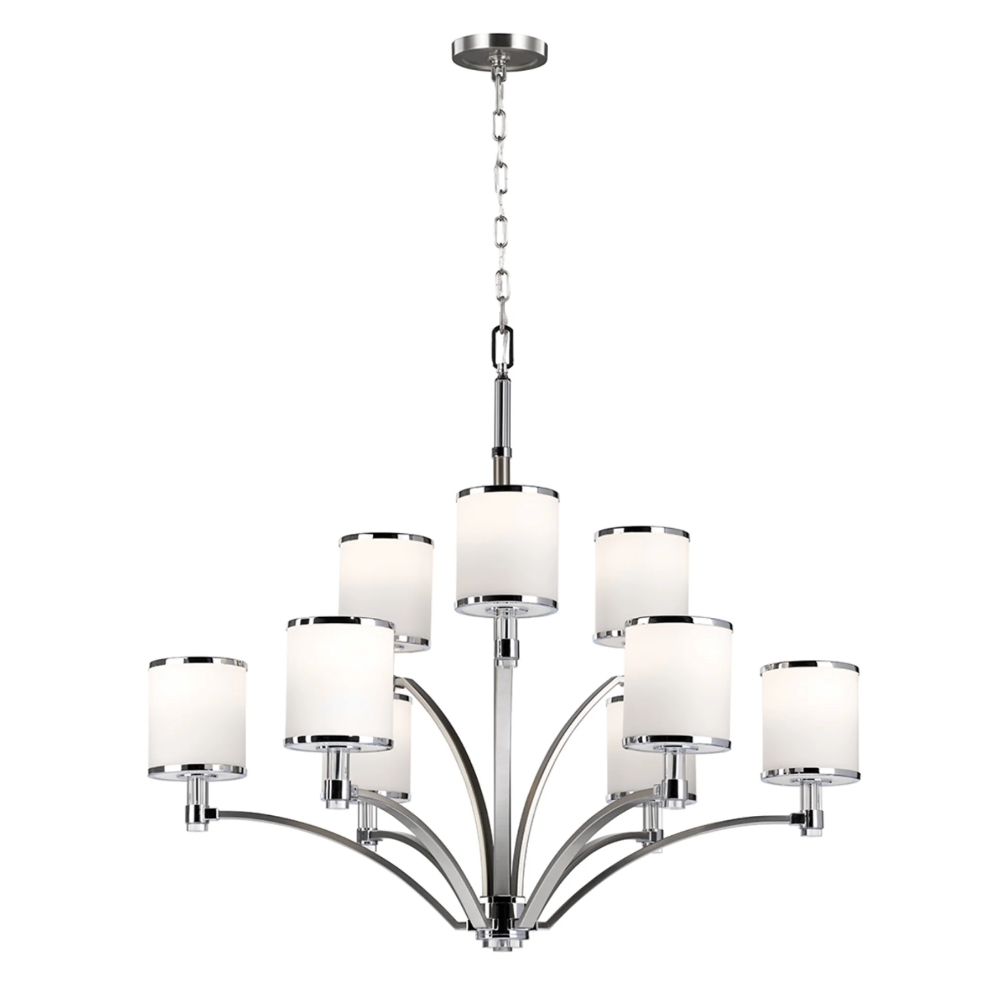 Prospect Park 5/9Lt Centre Ceiling Light - Satin Nickel & Chrome Finish - Image 2