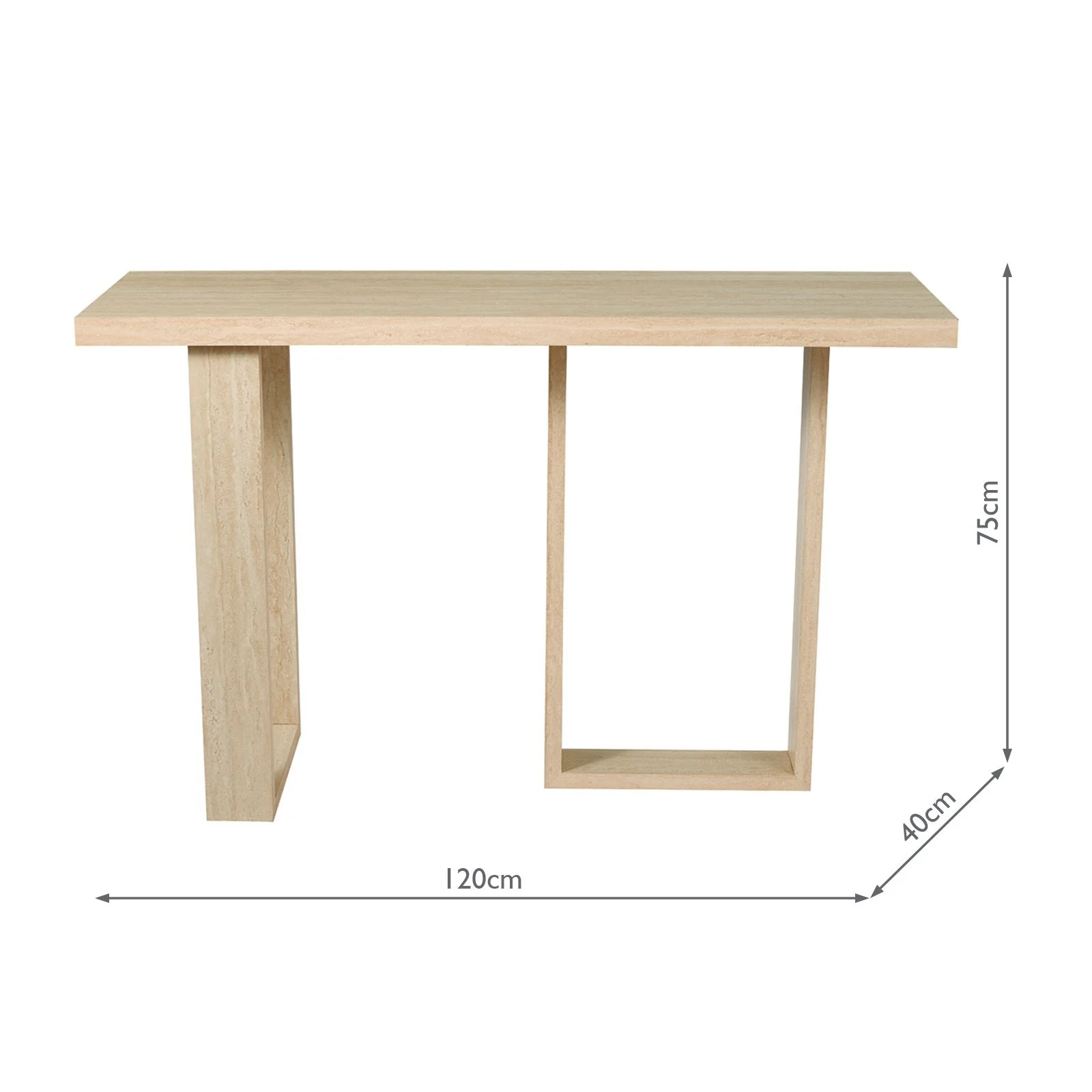 Prue Console Table- Travertine Effect - Image 4