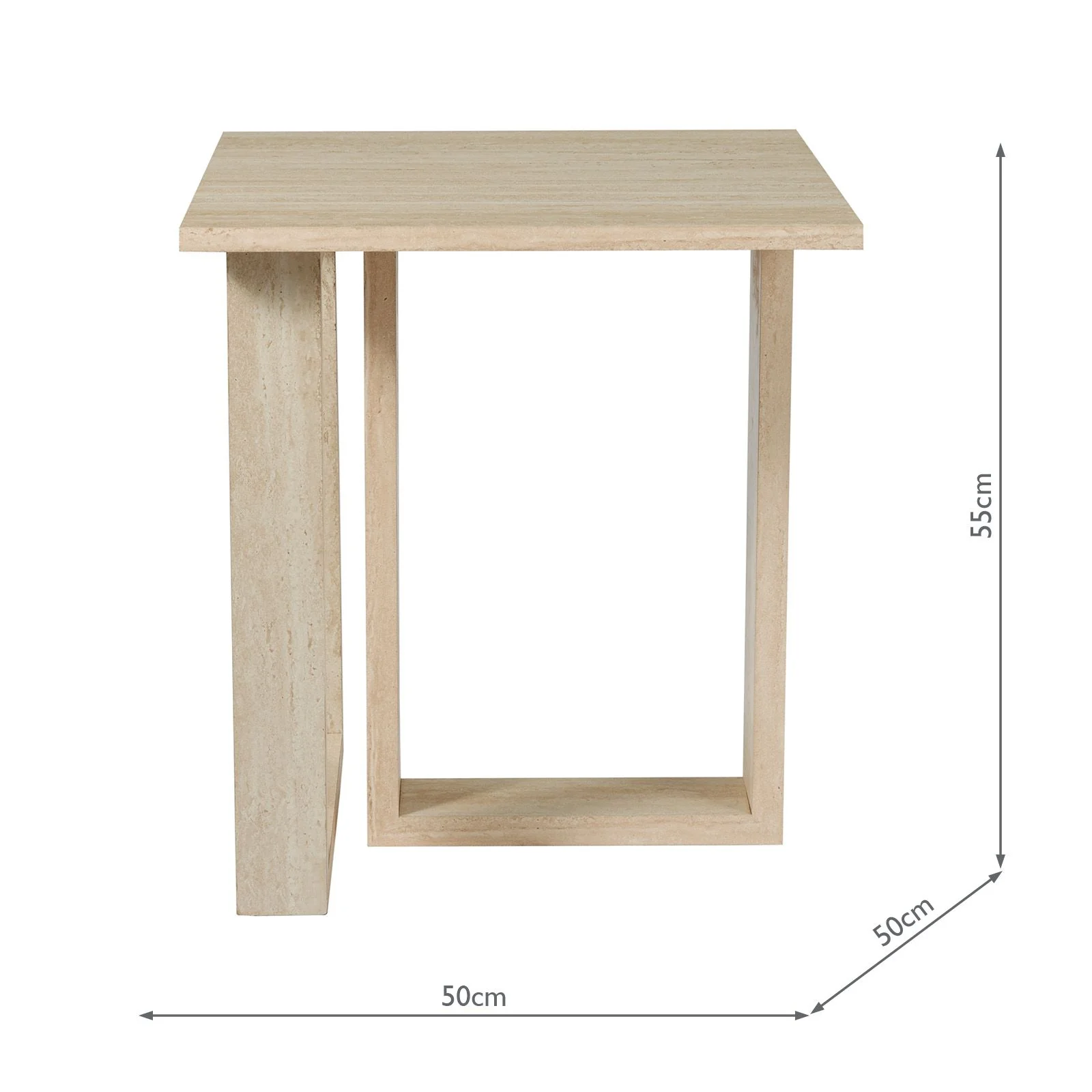 Prue Side Table- Travertine Effect - Image 4