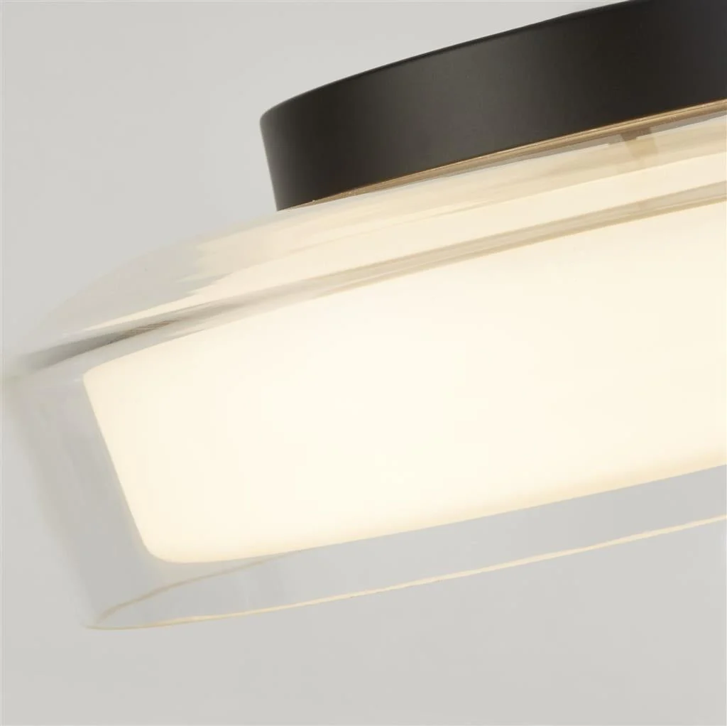 PUCK FLUSH BATHROOM CEILING LIGHT - BLACK METAL & OPAL, IP44 - Image 3