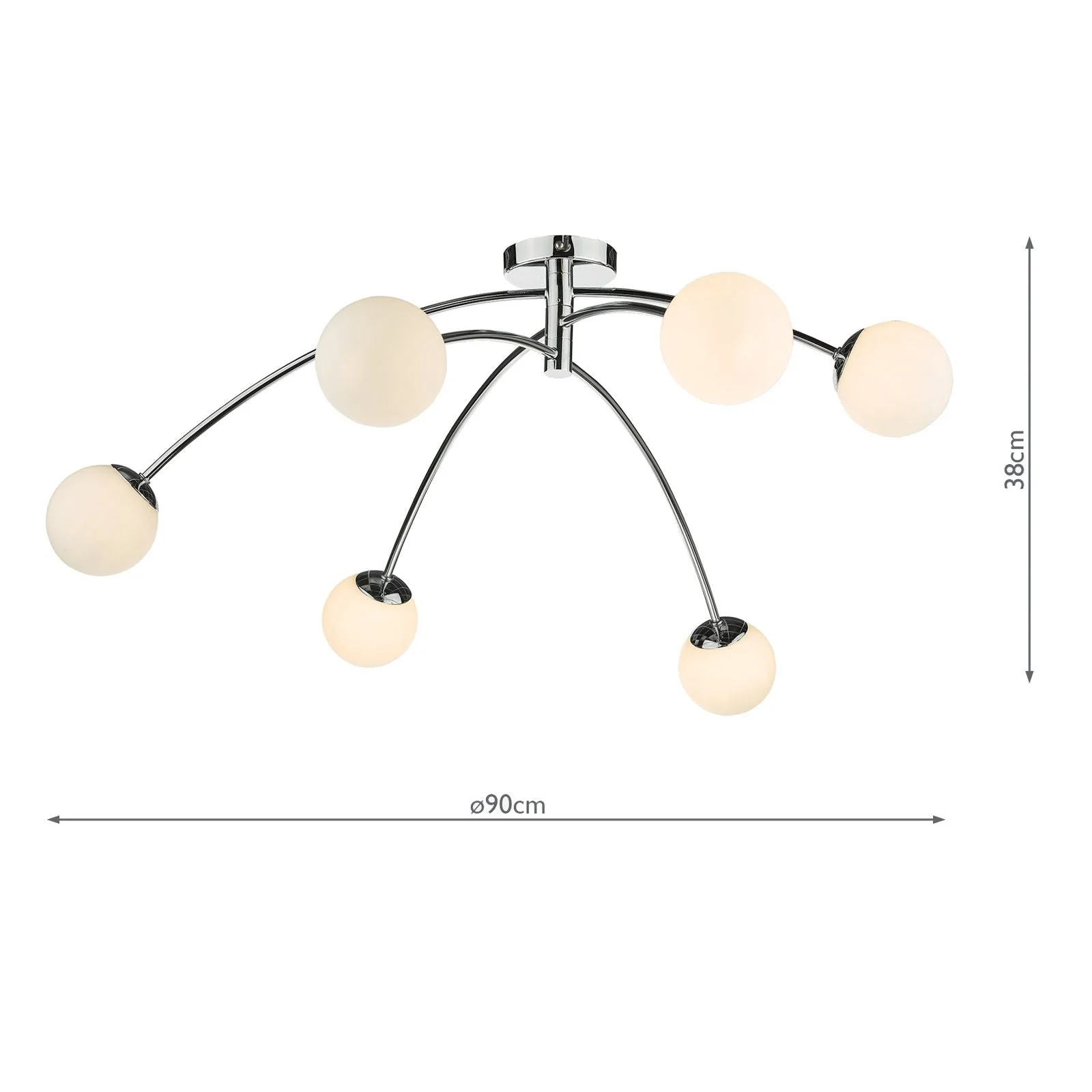 Puglia 6Lt Semi-Flush Ceiling Light - Brass/Chrome - Image 3
