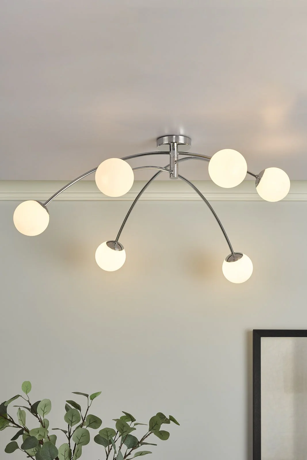 Puglia 6Lt Semi-Flush Ceiling Light - Brass/Chrome - Image 5
